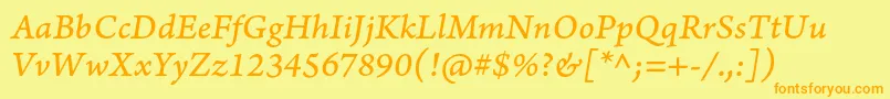ArnoproItaliccaption Font – Orange Fonts on Yellow Background