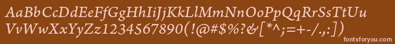 ArnoproItaliccaption Font – Pink Fonts on Brown Background