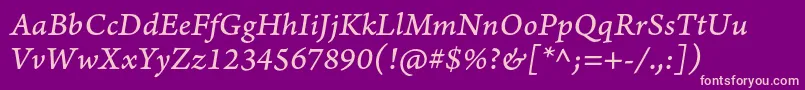 ArnoproItaliccaption Font – Pink Fonts on Purple Background