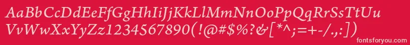 ArnoproItaliccaption Font – Pink Fonts on Red Background