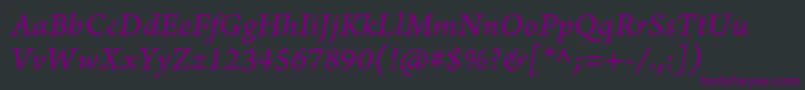 ArnoproItaliccaption Font – Purple Fonts on Black Background