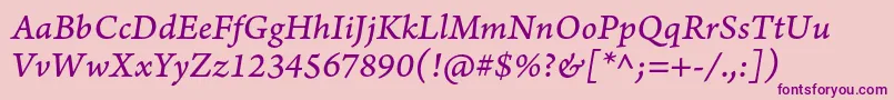 ArnoproItaliccaption Font – Purple Fonts on Pink Background