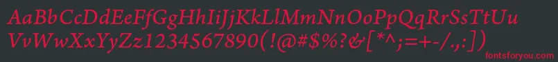 ArnoproItaliccaption Font – Red Fonts on Black Background