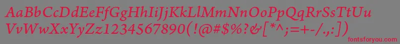 Czcionka ArnoproItaliccaption – czerwone czcionki na szarym tle