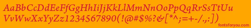 ArnoproItaliccaption Font – Red Fonts on Orange Background