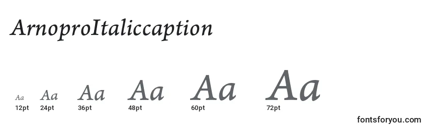 ArnoproItaliccaption-fontin koot