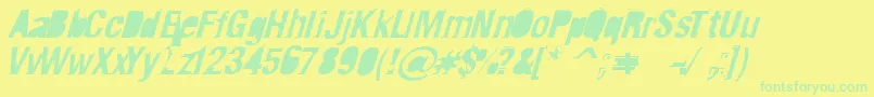 フォントCrash ffy – 黄色い背景に緑の文字