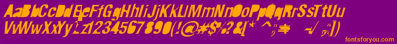 Fonte Crash ffy – fontes laranjas em um fundo violeta