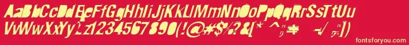 Weitere Informationen zur Crash ffy-Schriftart Crash ffy-Schriftart – Gelbe Schriften auf rotem Hintergrund