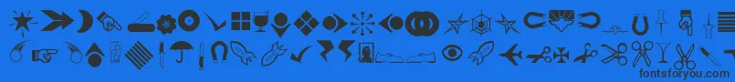 Rsbillsdingbats-Schriftart – Schwarze Schriften auf blauem Hintergrund