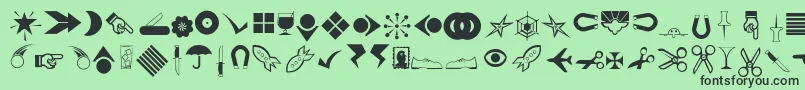 Rsbillsdingbats-Schriftart – Schwarze Schriften auf grünem Hintergrund
