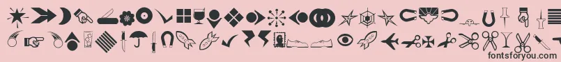 Rsbillsdingbats-Schriftart – Schwarze Schriften auf rosa Hintergrund