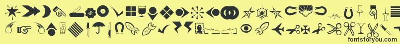 Шрифт Rsbillsdingbats – чёрные шрифты на жёлтом фоне