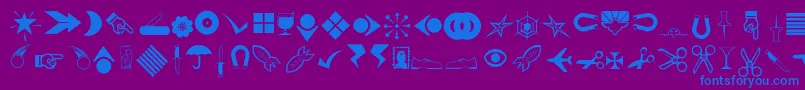 Rsbillsdingbats-Schriftart – Blaue Schriften auf violettem Hintergrund