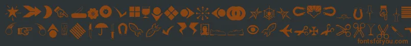 Czcionka Rsbillsdingbats – brązowe czcionki na czarnym tle