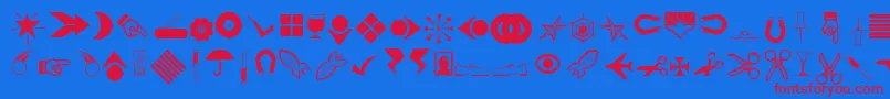 フォントRsbillsdingbats – 赤い文字の青い背景