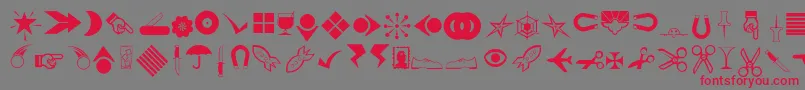 Rsbillsdingbats-fontti – punaiset fontit harmaalla taustalla