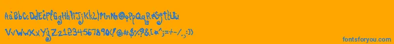 Poti Font – Blue Fonts on Orange Background