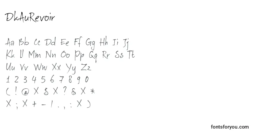 Czcionka DkAuRevoir – alfabet, cyfry, specjalne znaki