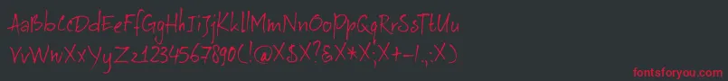 フォントDkAuRevoir – 黒い背景に赤い文字