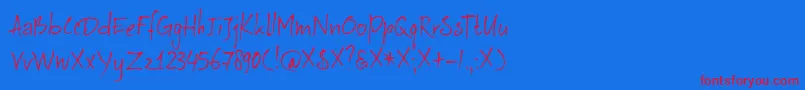 DkAuRevoir-Schriftart – Rote Schriften auf blauem Hintergrund