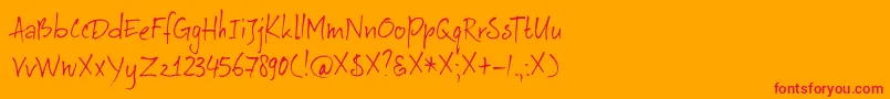 DkAuRevoir-Schriftart – Rote Schriften auf orangefarbenem Hintergrund
