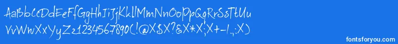 DkAuRevoir-Schriftart – Weiße Schriften auf blauem Hintergrund