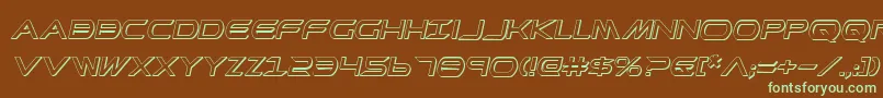 フォントPrometheanShadowItalic – 緑色の文字が茶色の背景にあります。