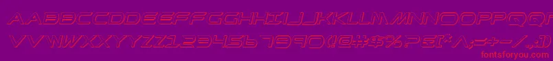 PrometheanShadowItalic-Schriftart – Rote Schriften auf violettem Hintergrund