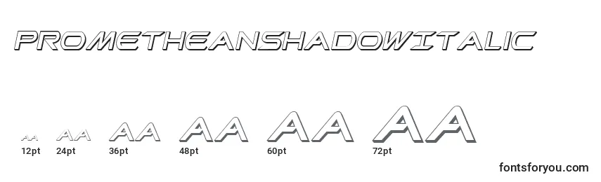 Размеры шрифта PrometheanShadowItalic