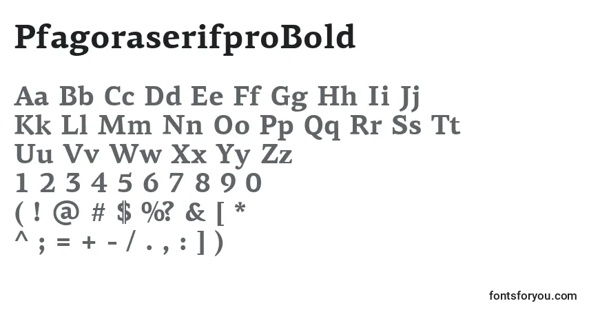 Шрифт PfagoraserifproBold – алфавит, цифры, специальные символы