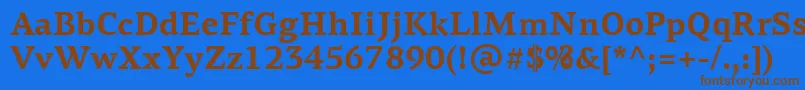 フォントPfagoraserifproBold – 茶色の文字が青い背景にあります。