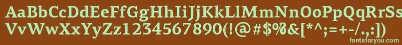 フォントPfagoraserifproBold – 緑色の文字が茶色の背景にあります。