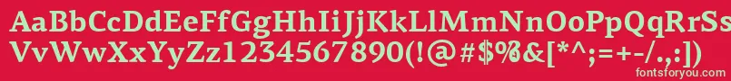 フォントPfagoraserifproBold – 赤い背景に緑の文字