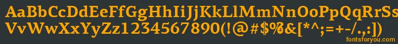 フォントPfagoraserifproBold – 黒い背景にオレンジの文字