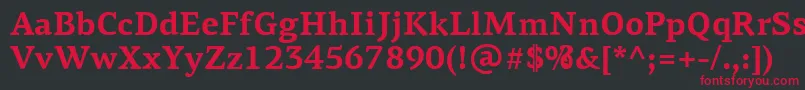 フォントPfagoraserifproBold – 黒い背景に赤い文字