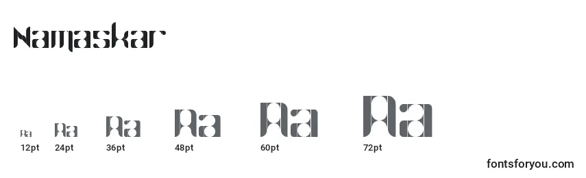 Размеры шрифта Namaskar
