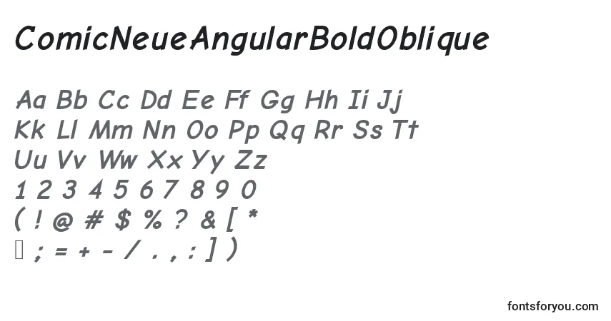 Czcionka ComicNeueAngularBoldOblique – alfabet, cyfry, specjalne znaki
