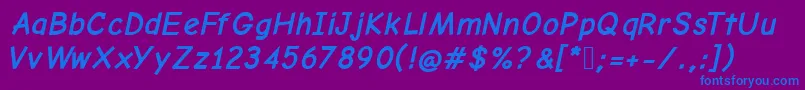 ComicNeueAngularBoldOblique Font – Blue Fonts on Purple Background