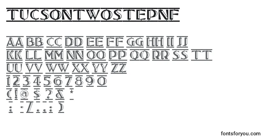 Schriftart Tucsontwostepnf – Alphabet, Zahlen, spezielle Symbole