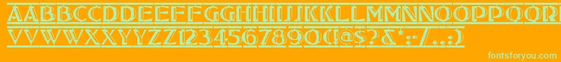 Шрифт Tucsontwostepnf – зелёные шрифты на оранжевом фоне