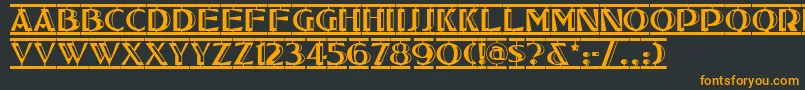 Tucsontwostepnf-Schriftart – Orangefarbene Schriften auf schwarzem Hintergrund
