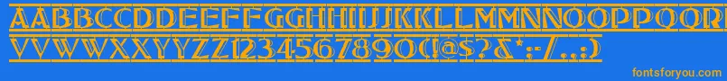 Tucsontwostepnf Font – Orange Fonts on Blue Background