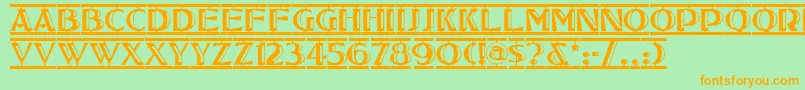 Tucsontwostepnf-Schriftart – Orangefarbene Schriften auf grünem Hintergrund