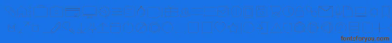 AristotelicaIconsHairlineTrial-Schriftart – Braune Schriften auf blauem Hintergrund