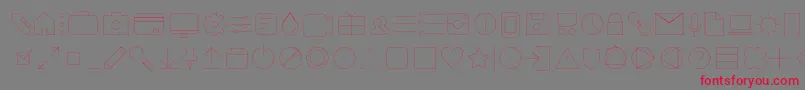 フォントAristotelicaIconsHairlineTrial – 赤い文字の灰色の背景