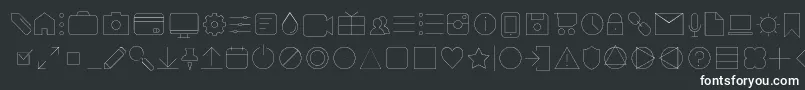 Fonte AristotelicaIconsHairlineTrial – fontes brancas em um fundo preto