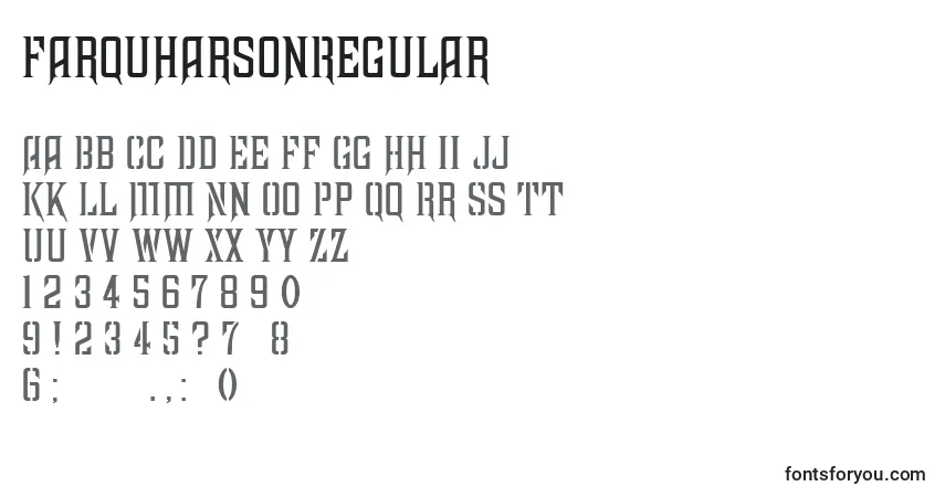 Шрифт FarquharsonRegular – алфавит, цифры, специальные символы