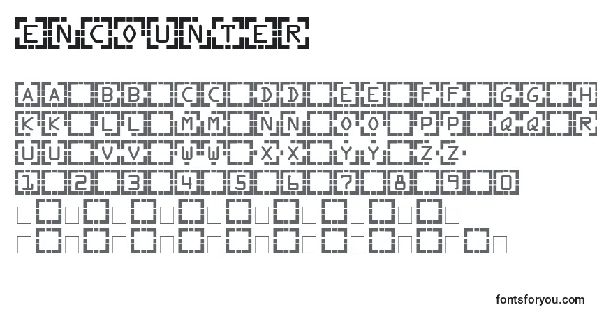 Schriftart Encounter – Alphabet, Zahlen, spezielle Symbole