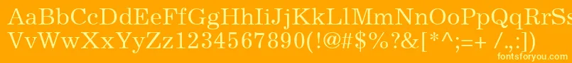 ExcelsiorCyrillicUpright-Schriftart – Gelbe Schriften auf orangefarbenem Hintergrund